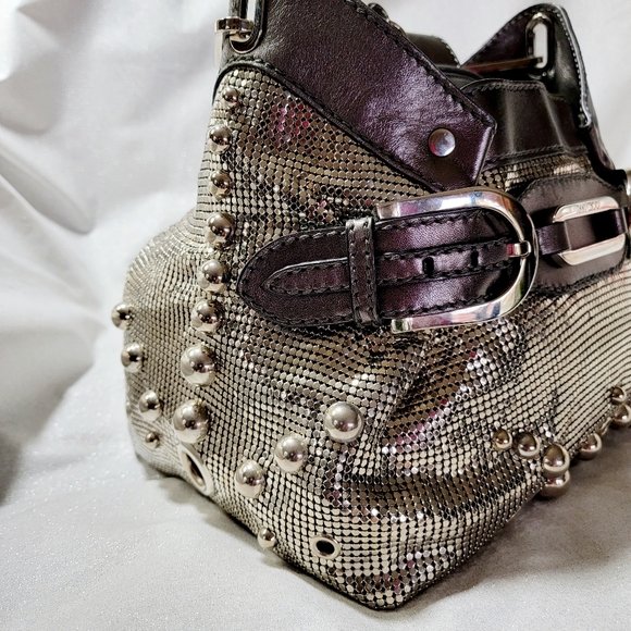 RARE JIMMY CHOO Liquid Silver Mesh Tam Tote - Picture 6 of 16